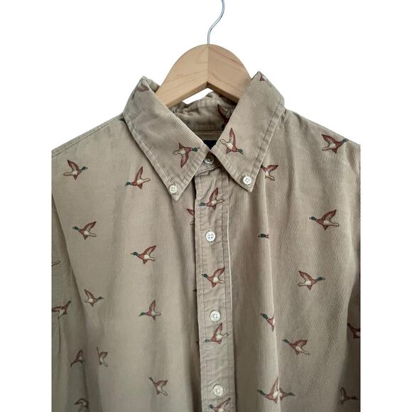 Ralph Lauren Shirt Mens L Corduroy Mallard Duck Print Preppy Outdoors Hunting - Picture 2 of 9